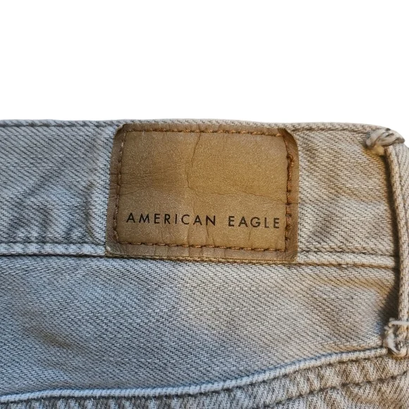 AMERICAN EAGLE HI RISE BUTTON FLY WIDE LEG PATCH POCKETS CROP JEAN'S SZ 8 - Picture 8 of 12